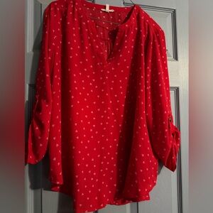 Maurices Red Heart Pattern Blouse